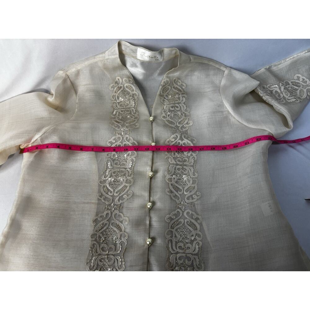 Raffaella 3X Sheer Embroidered Jacket Pearl Button Formal Top See Photos For Fit - Picture 14 of 16